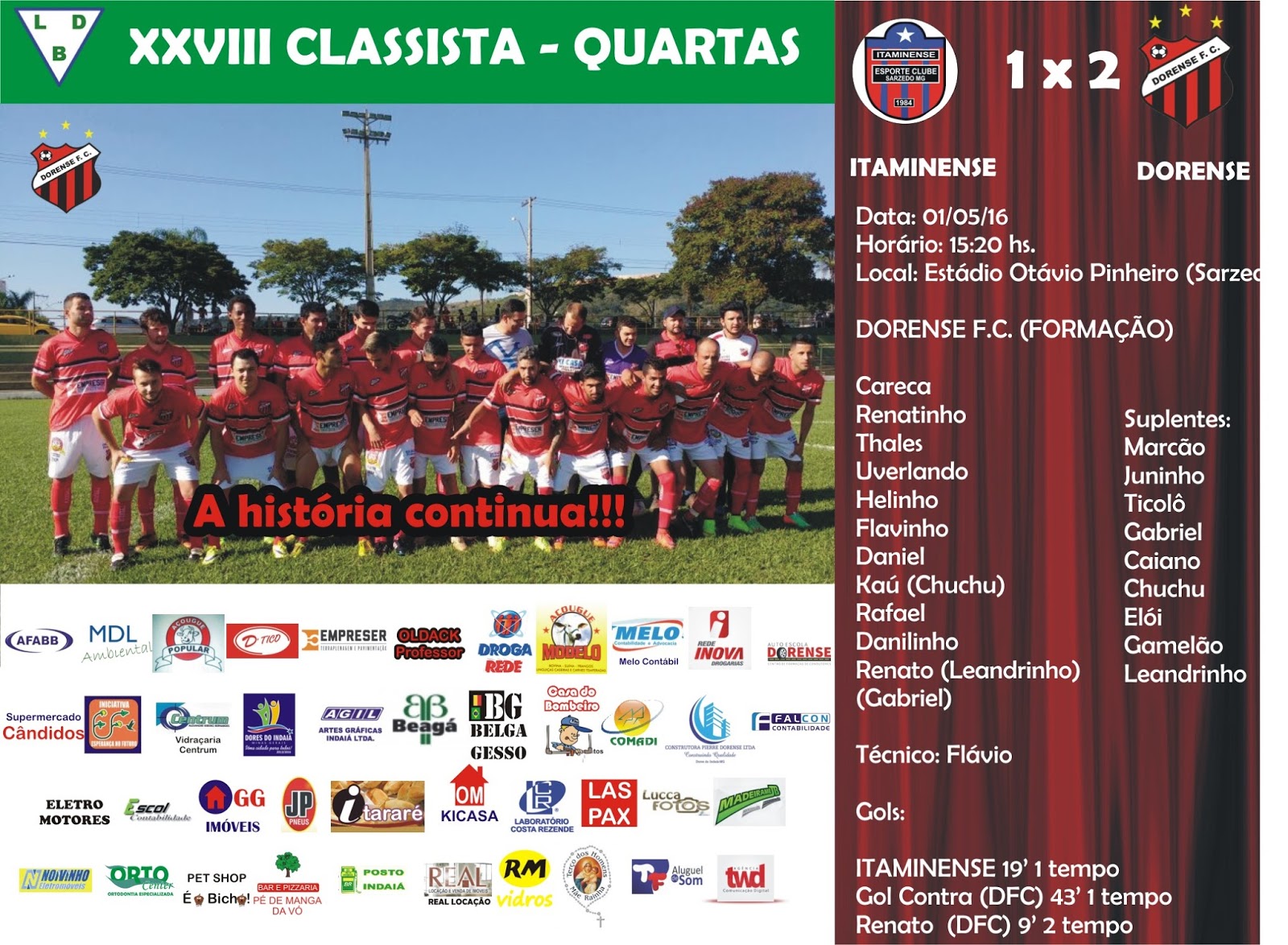 Fazendo história novamente: Dorense nas semis do Classista!!!