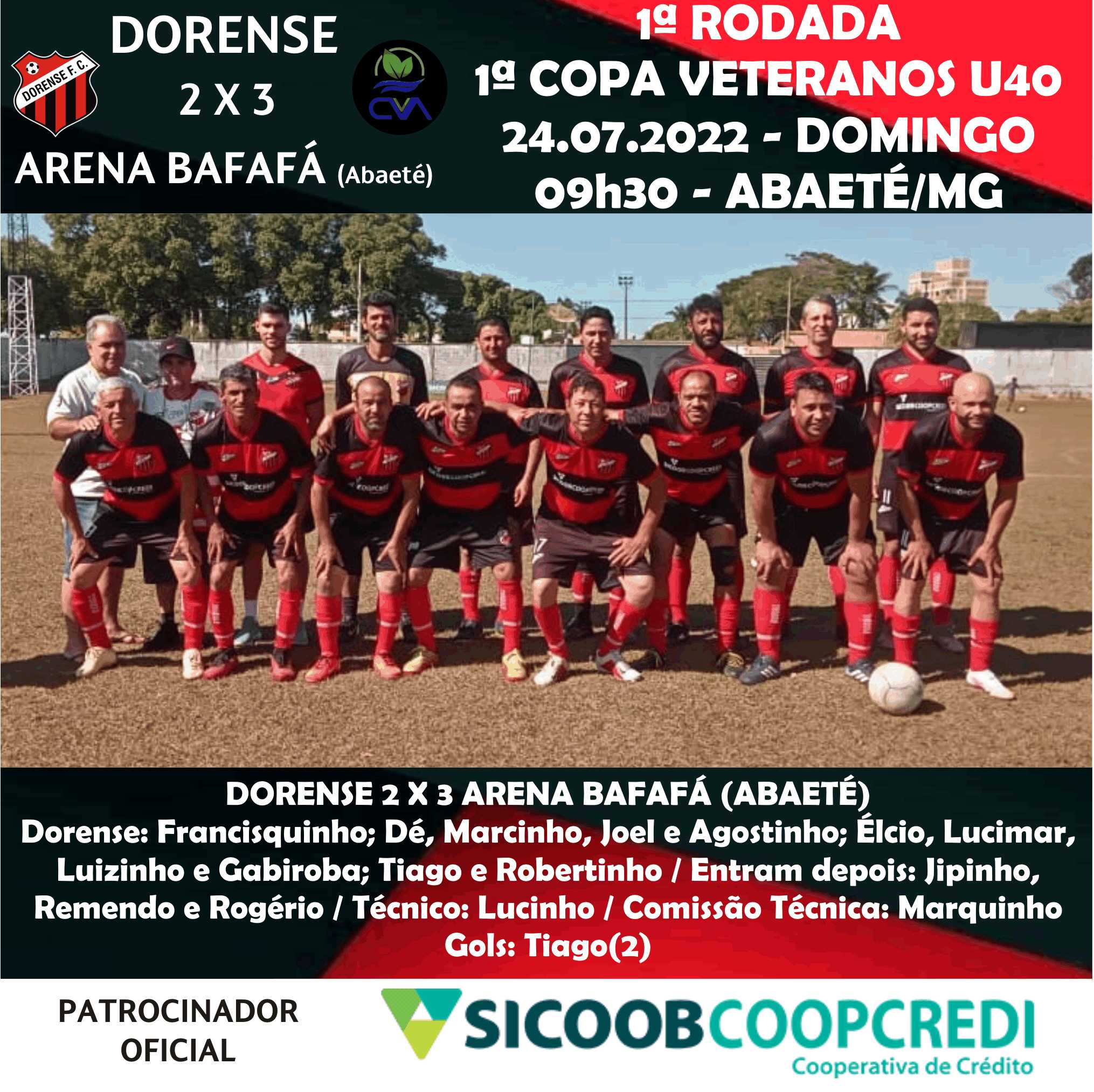 Copa Veteranos U40 1ª Rodada - Dorense 2 x 3 Arena Bafafá (Abaeté)
